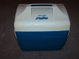 Vintage 80s  Spalding Flip Top Blue Cooler White Top Camping Sporting Fi... - $29.99