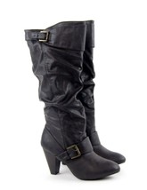 Rampage Dark Brown Womens Slouch Buckle  Knee High Casual Heel Boots - £5.58 GBP