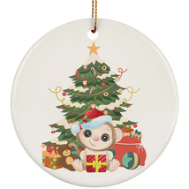 Cute Monkey Pine Tree Xmas Ornament Merry Christmas Gift Decor For Animal Lover - £11.78 GBP