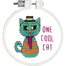 DIY Janlynn One Cool Cat Kitten Kids Beginner Mini Stamped Cross Stitch Kit - £9.51 GBP