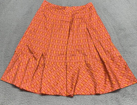 Womens Talbots Skirt Size 4 Orange Geo-Print Pleated Flared Slash Side P... - £14.26 GBP