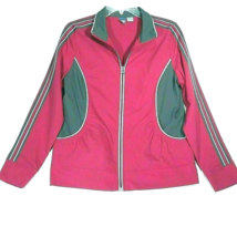 NEW Vtg Warmup Jacket M St. Johns Bay SJB ACTIVE Pink Colorblock Ribbon Sleeve - £27.09 GBP