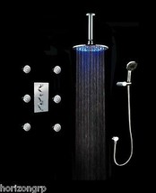 Luxury Bathroom Shower Set LED 10&quot; Round Shower Head &amp; 6 Massage Jets Spray Body - £441.55 GBP