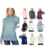 Women&#39;s Long Sleeve Soft Knit Turtleneck Warm T-Shirt Top - Cozy Casual ... - £14.88 GBP