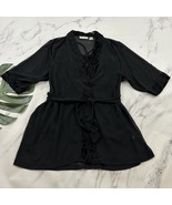 Cacique Womens Vintage Negligee Slip Robe Set Plus Size S Black Sheer Fl... - $625.89 MXN