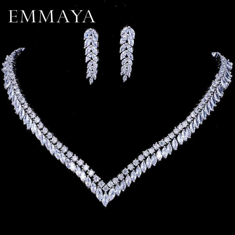 AAA Clear Cubic Zirconia Necklace Earrings Jewellery Sets CZ Zircon Stone Weddin - $53.53