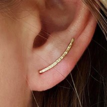 Real 925 Silver Ear Climber Ear Cuff Gold Handmade Hammered Jewerly  Minimalist  - $22.84