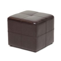 Cube Square Storage Ottoman Dark Espresso Brown Bonded Leather Foot Stool - €57,26 EUR