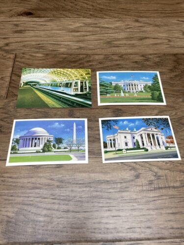 Vintage 1989 Lot of 4 Washington DC Postcards Subway White House KG JD - $9.89