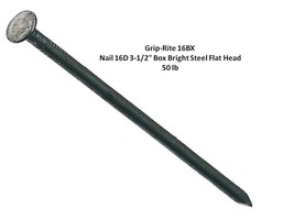 Grip-Rite 16BX  Nail 16D 3-1/2&quot; Box Bright Steel Flat Head  50 lb - £63.32 GBP
