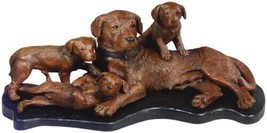 Sculpture TRADITIONAL Lodge Momma Labrador Dog and Puppies Ebony Chocolate - £345.45 GBP
