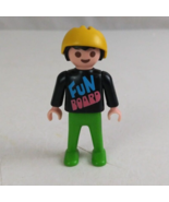 1981 Geobra Playmobile Children Fun Board Skateboarding Child 2&quot; Toy Figure - $9.69