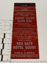 Front Strike Matchbook Cover  Red Gate Motor Court  Ocala, Florida  gmg - £9.66 GBP