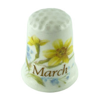 Thimble Sewing Stoke-On-Trent Bone China England March Flower of the Month - £5.44 GBP