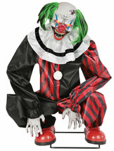  Halloween Animated Crouching Creepy Clown Laughing &amp; Light-up Eyes Haunted Prop - £231.07 GBP