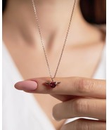 Natural Red Garnet Pendant, 14K Rose Gold Plated Charm Necklace, Gift Fo... - £71.43 GBP