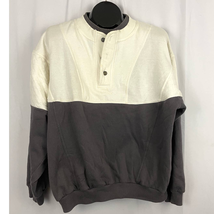 VTG Sears Roebuck Casual Men&#39;s Top LARGE Colorblock Buttons  - £20.48 GBP