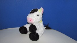 Plush Breyer beanbag cow Pasture pals black white yellow bandanna scarf seated - $4.93