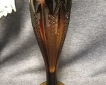Vintage Indiana Tiara Glass Amber Ribbon Zipper 10&quot; Vase w/original sticker - $15.84