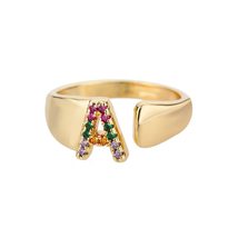 Hollow Initial Letter Rings For Women Cooper Gold Cuban Link Adjustable ... - £18.68 GBP