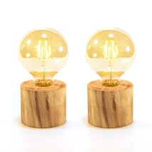 Battery Operated Table Lamp, With Timer Wood Night Light, Battery Powere... - $51.99
