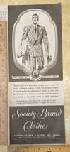 Vintage Print Ad Society Brand Clothes Man in Pinstriped Suit 1940s 13.5... - $8.81