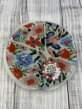 TMD Retail Pink Blue Red Glass Floral 8&quot; Salad Plates Set of 4 - £30.20 GBP