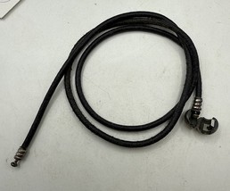 Pandora Black Leather Cord Necklace 20&quot; Sterling Silver Preowned ALE 925 - $33.66