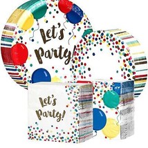 Party Paper Plates And Napkins Bulk Disposable Small Birthday Graduation 200 Ct - £29.71 GBP