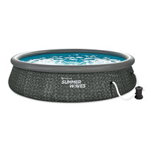 Summer Waves 14 x 3 Ft Quick Set Above Ground Swimming Pool with Pump an... - £274.96 GBP