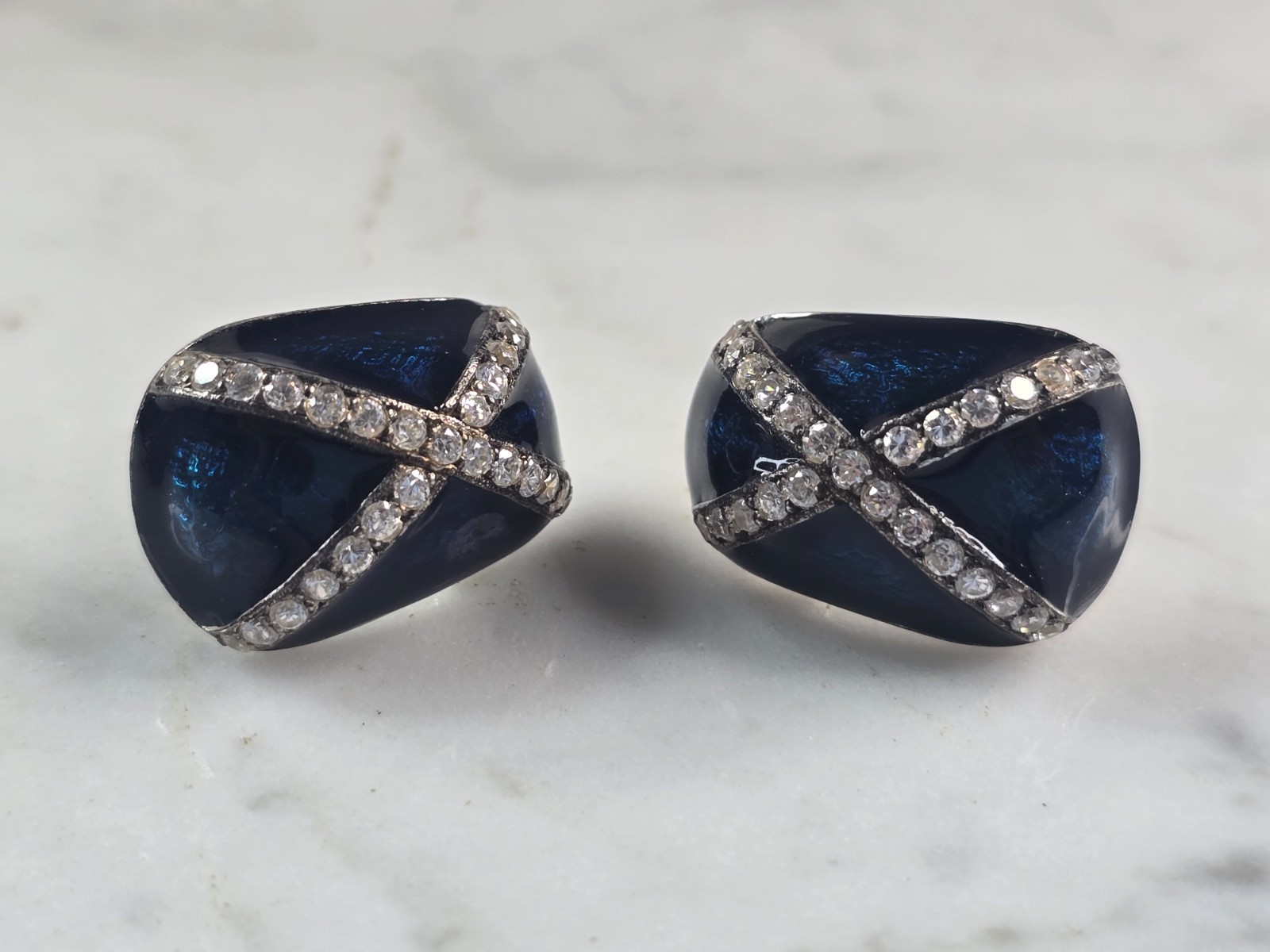 Womens Vintage Estate Sterling Silver Enamel Earrings 15.7g E4684 Item image 2