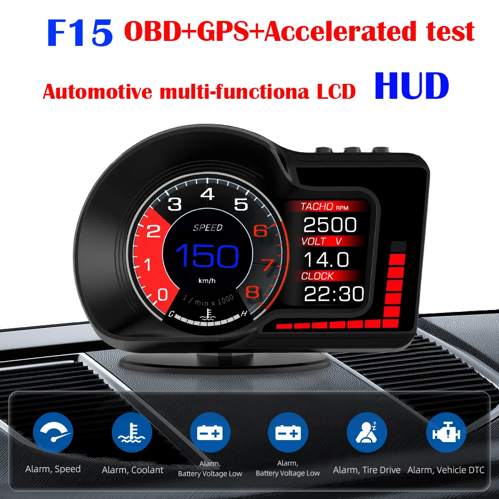 Newest HUD F15 OBD2 GPS Smart Electronics Gauge LCD Screen Trip Computer... - $57.46