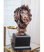 King Of The Jungle African Lion Pride Bust Bronze Electroplated Figurine... - $1,173.83 MXN
