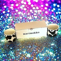 Marimekko Oiva Unikko Coffee Cup Without Handle in Black Set Of 2 New In... - $74.24