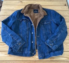 Sunrise Kingdom Men’s Sherpa Lined Button up denim Jacket Size XL Blue P7 - $36.53