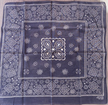 Vintage  Blue Bandana Paisley Fast Color RN13960 Handkerchief Selvedge - $37.62