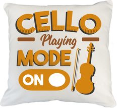 Make Your Mark Design Cello Playing Mode On. White Pillow Cover for Male &amp; Femal - £19.73 GBP+