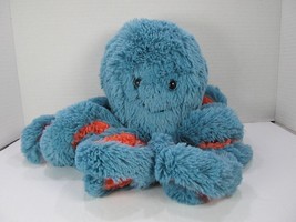 Manhattan Toy Octopus 9&quot; tall plush stuffed animal blue pink furry soft chenille - $14.03