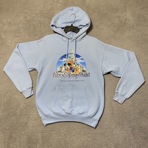 Vintage Walt Disney World Hooded Sweatshirt Women&#39;s M Light Blue Pockets - £12.78 GBP