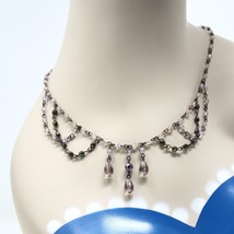 Vintage Bib Style Delicate Look 1928 Necklace - 20&quot; - Pink Glass Beads - Hey Viv - £17.59 GBP
