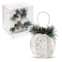 Christmas Ball Ornaments, 4Pc Set White Pinecone Rattan Thread String Christmas  - £25.69 GBP