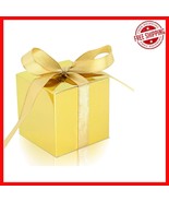Reusable 100 Pack Gold Candy Boxes with Ribbons - Easy to Assemble Gift ... - $39.93 CAD