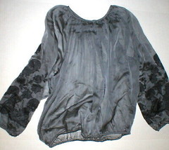 New Womens S Josie Natori Silk Embroidered Sheer Blouse Top Black Peasan... - £774.43 GBP