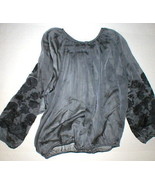 New Womens S Josie Natori Silk Embroidered Sheer Blouse Top Black Peasan... - £785.34 GBP