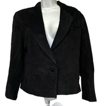 dana brooke black silky suede one Button jacket Size 6 - $29.69