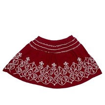 Mini Boden Christmas Skirt Embroidered Stitch Nordic Baby 2-3 Red White ... - $20.79
