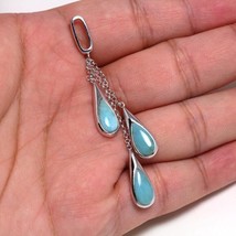 Ciondolo in pietra preziosa Larimar catena pendente a goccia ciondolo in arge... - £29.69 GBP