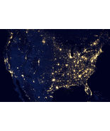 United States U.S. at Night Composite Image Space Poster Art Print - $26.99+