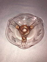 Pink 3 Footed Etched Depression Glass Candlestick Mint - $20.99
