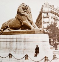 Rppc Paris The Lion Of Belfort Sepia Tone Boy In Pork Pie Hat Dix 1910s PCBG6A - £19.66 GBP